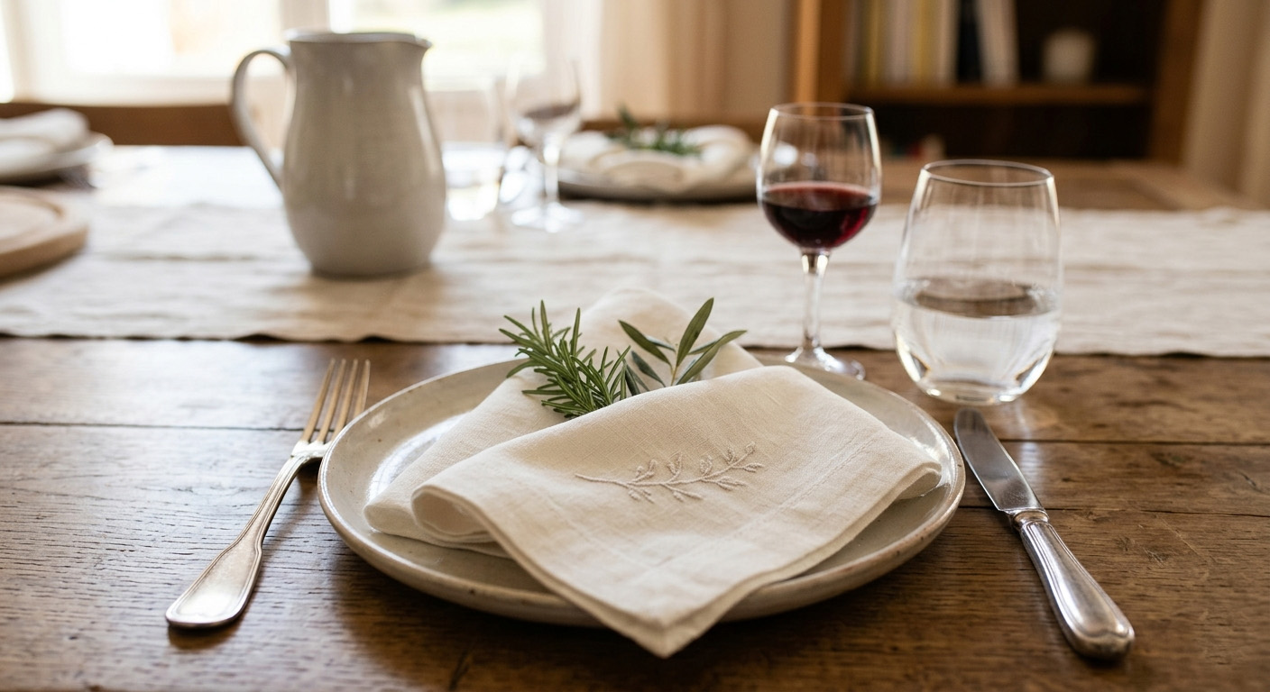 table d'invités avec déco et serviette